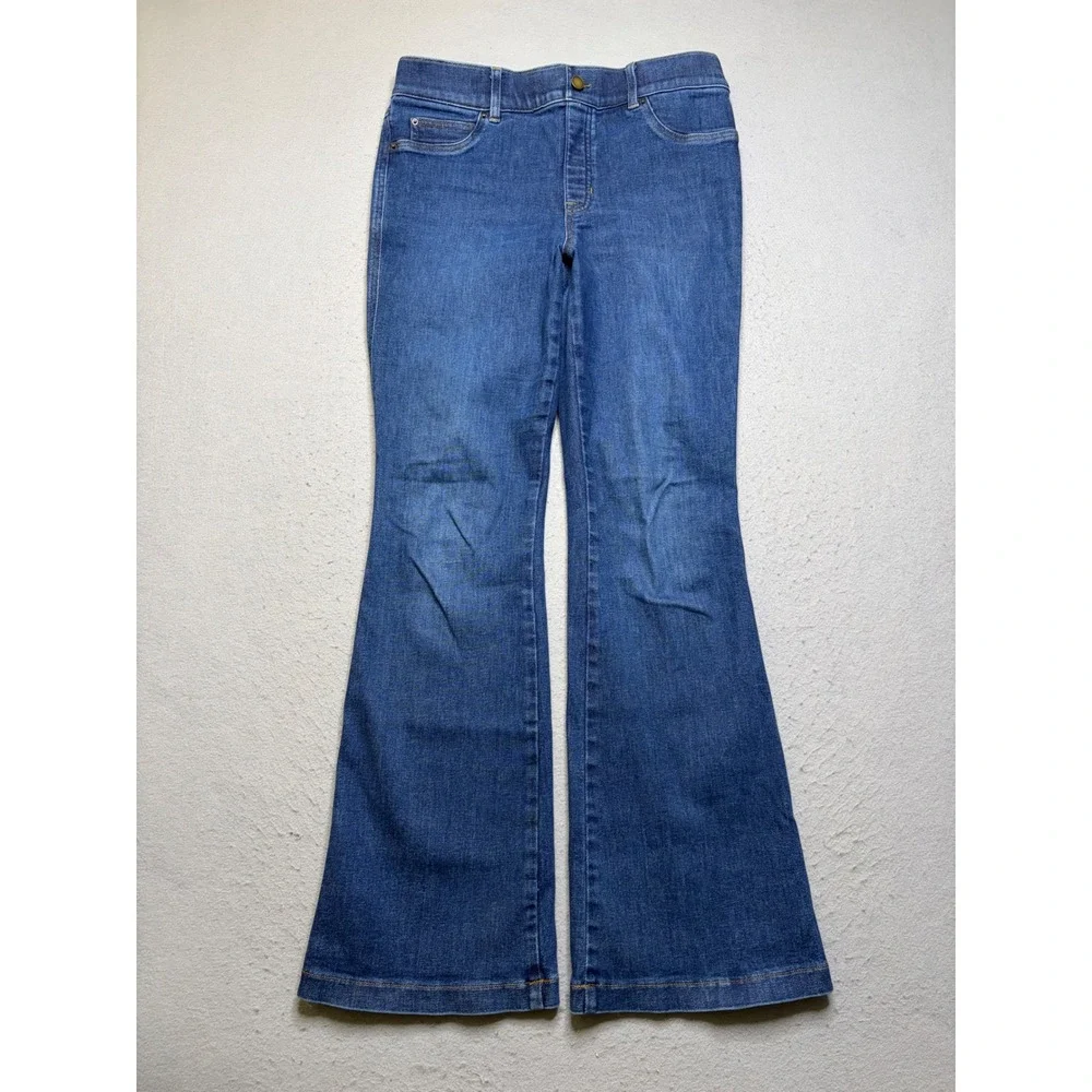 Spanx Flare Jeans Women Large Blue X2BTH2CRSPD7LBH Pull On Shaping Denim